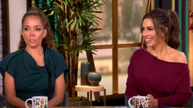Simkhai Janese Off Shoulder Midi Dress worn by Alyssa Farah as seen in The View on October 2, 2024