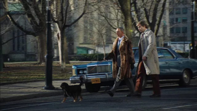 Outfits from The Apprentice Movie: Roy Cohn (Jeremy Strong) wears Fur Long Coat