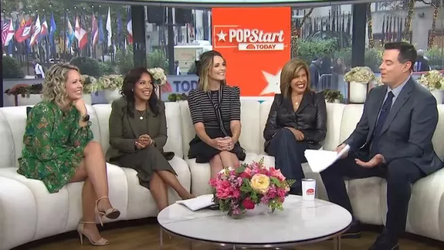 Veronica Beard Anoki Vegan Leather Dickey Jacket worn by Hoda Kotb as seen in Today on October 3, 2024