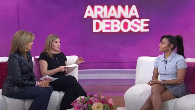 Self Portrait Herringbone Mini Skirt worn by Ariana DeBose as seen in Today with Hoda & Jenna on October 3, 2024