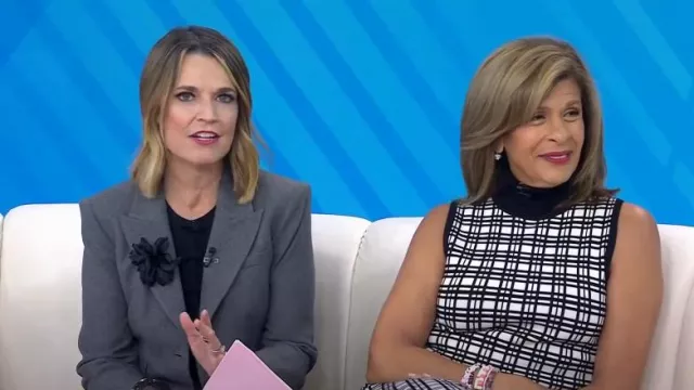 Toccin Peggy Windowpane Knit Sleeveless Midi-Dress worn by Hoda Kotb as seen in Today on  October 4, 2024