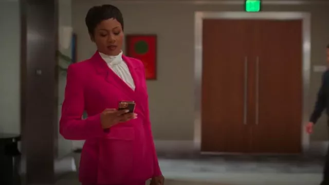Stine Goya Amena Blazer worn by Jax Stewart (Emayatzy Corinealdi) as seen in Reasonable Doubt (S02E08)