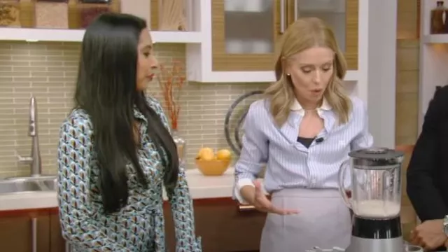 Diane von Furstenberg Michele Printed Jersey Wide Leg Jumpsuit worn by Dr Roshini Raj as seen in LIVE with Kelly and Mark on October 4, 2024