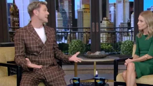 Bode Dunham Plaid Double Breasted Sport Coat worn by Jake Shields as seen in LIVE with Kelly and Mark on October 3, 2024