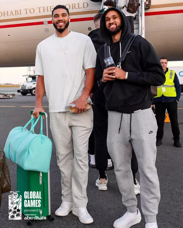 Jordan Turquoise Monogram Duffle Bag worn by Jayson Tatum on the Instagram account @celtics