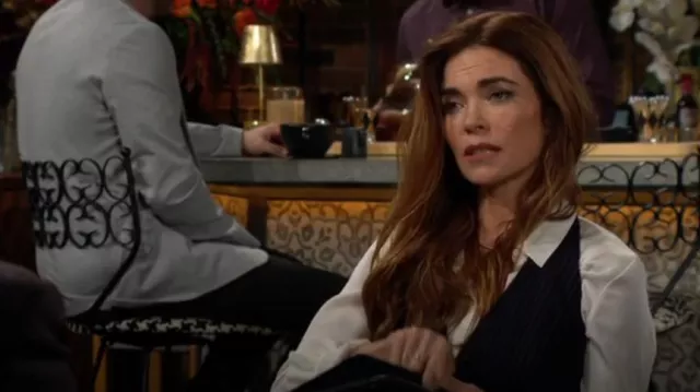 Kobi Halperin Hana Blouse worn by Victoria Newman (Amelia Heinle) as seen in The Young and the Restless on  October 1, 2024