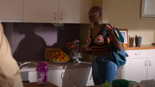 Crochet Granny Square Summer Top worn by Talia (Henrietta Amevor) as seen in Bump (S04E06)