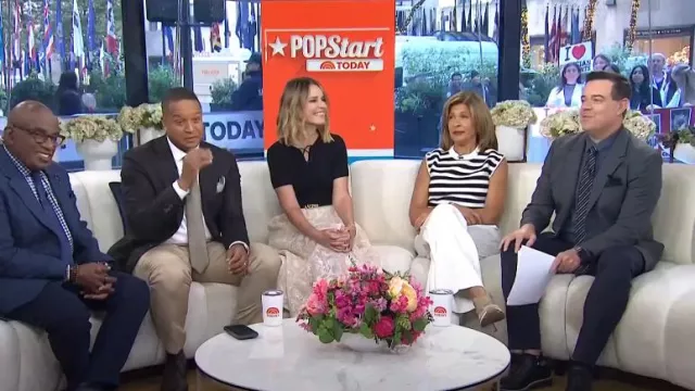 Nili Lotan Wells Lace Up Sweater worn by Savannah Guthrie as seen in Today on  October 11, 2024