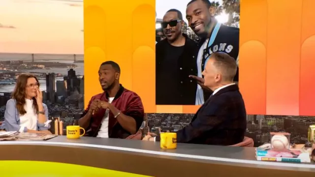 Boss Hanry Ombre Bomber Jacket worn by Jay Pharoah as seen in The Drew Barrymore Show on  October 3, 2024