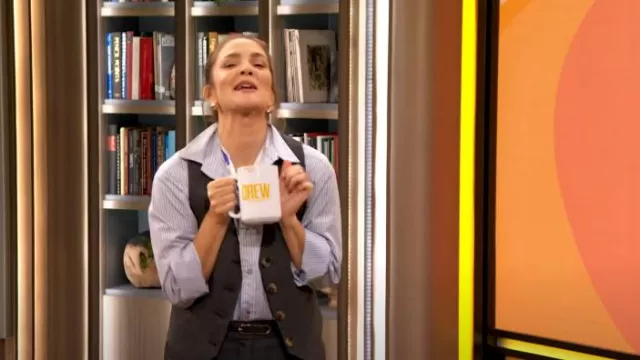Bella Freud Chrissie Waist Coat worn by Drew Barrymore as seen in The Drew Barrymore Show on October 7, 2024