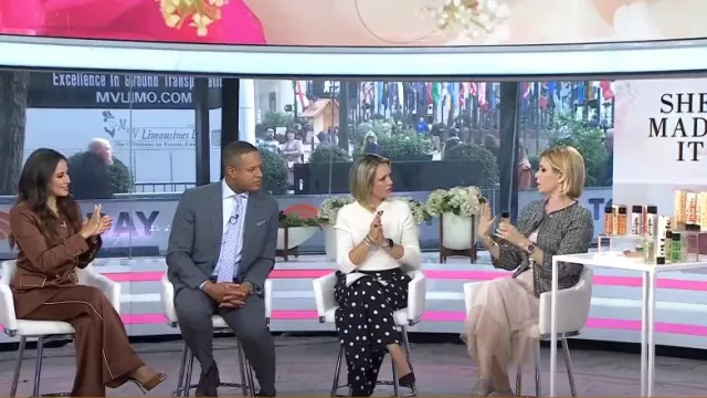 Eliza J Polka Dot Wide Leg Crepe Pants worn by Dylan Dreyer as seen in Today on October 14, 2024