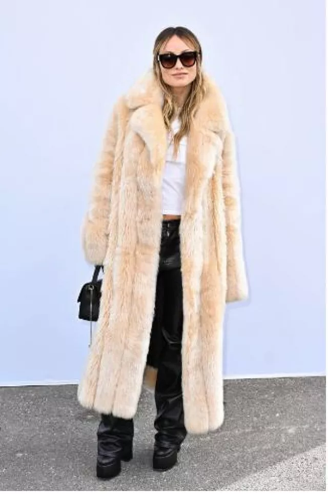 Chloe Penelope Small Top Handle Bag worn by Olivia Wilde at Chloe Show on September 28, 2023