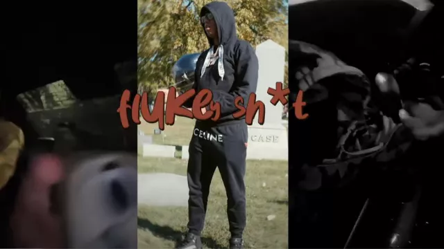Celine Black Front Logo Sweatpants worn by VonOff1700 in VonOff1700- Flukey Sh*t (Official Video)
