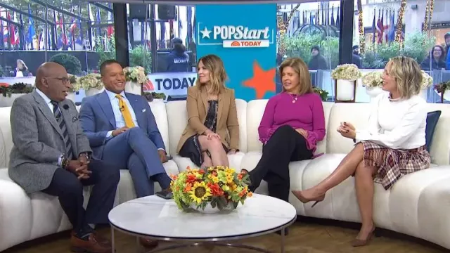 Simkhai Agata Long Sleeve Top in Magenta worn by Hoda Kotb as seen in Today on  October 15, 2024
