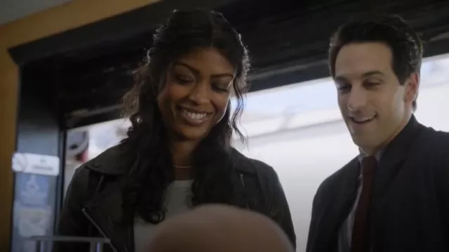 Allsaints Dalby Leather Biker Jacket worn by Daphne Forrester (Javicia Leslie) as seen in High Potential (S01E05)