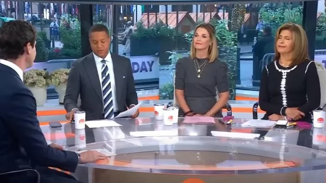 Frame Ruched Sleeve Sweater In Dark Gris worn by Savannah Guthrie as seen in Today on October 22, 2024
