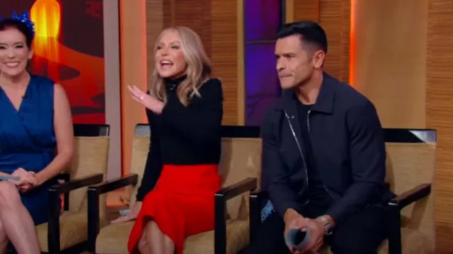 Roland Mouret Arreton Skirt worn by Kelly Ripa as seen in LIVE with Kelly and Mark on October 28, 2024