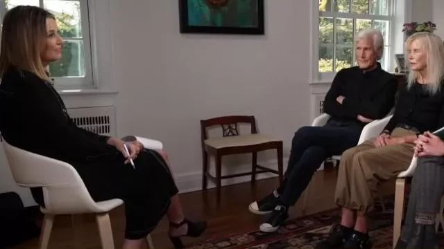 Prada Leather Ankle-Wrap Sandal in Nero worn by Savannah Guthrie as seen in Today on  October 28, 2024