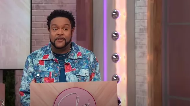 Fashion Nova Maui Gardens Trucker Jacket worn by Jawn Murray as seen in Sherri on  October 29, 2024