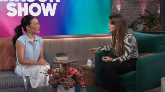Babero de polo de punto adornado de Simone Rocha usado por Ali Wong en The Kelly Clarkson Show el 10 de octubre de 2024