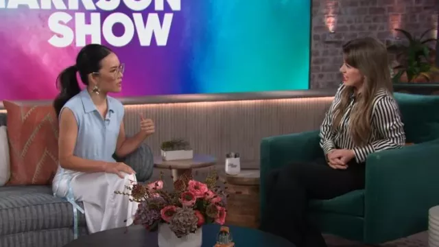 Simone Rocha Spiral Bow-Detailed Silk Midi Skirt worn by Ali Wong as seen in The Kelly Clarkson Show on October 10, 2024