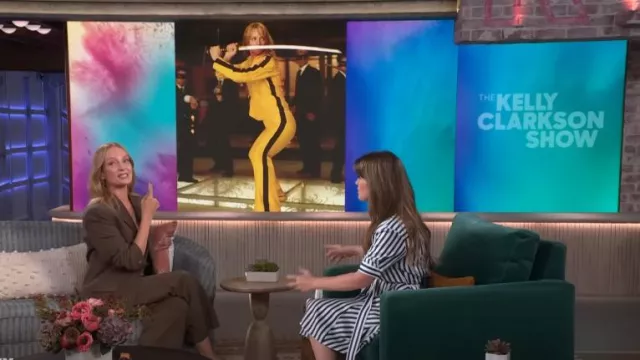 Matteau Relaxed Tailored Trouser worn by Uma Thurman as seen in The Kelly Clarkson Show on October 21, 2024