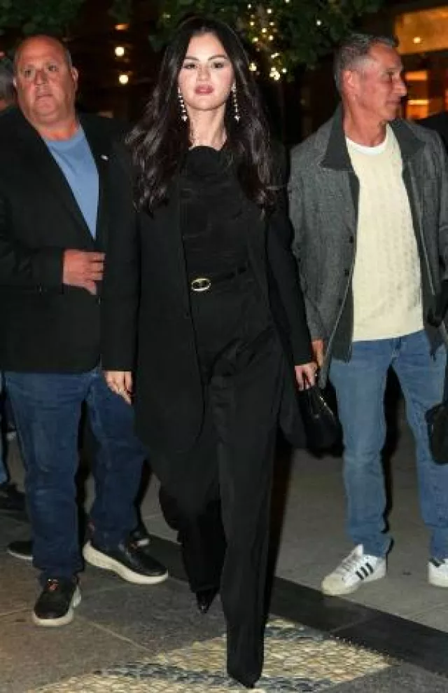 Saint Laurent Celia Mini Tote in Smooth Leather worn by Selena Gomez in New York City on October 16, 2024