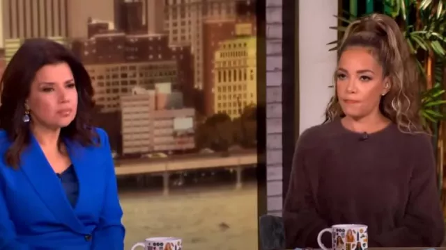 Helmut Lang Apex Oversize Eyelash Crewneck Sweater worn by Sunny Hostin as seen in The View on  October 28, 2024