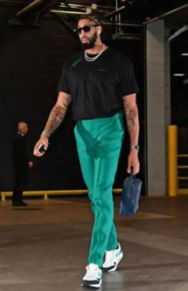 Givenchy Black & Green Feathers T Shirt worn by Anthony Davis on the Instagram account @nbafashionfits