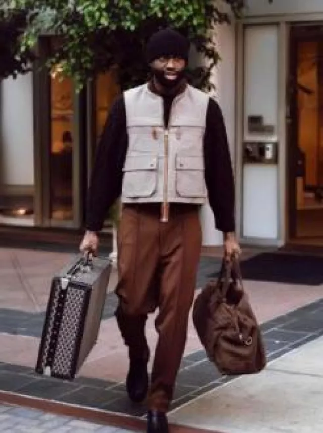 Brunello Cucinelli Dark Brown Nubuck Country Bag worn by Jaylen Brown on the Instagram account @celtics