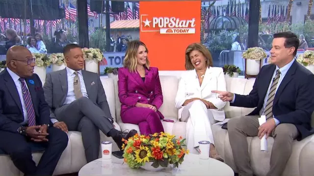 Veronica Beard Elam Velvet Dickey Jacket in Fuchsia worn by Savannah Guthrie as seen in Today on November 5, 2024