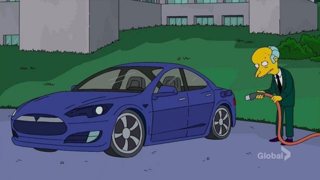 The Tesla Model S of Charles Burns in The Simpsons