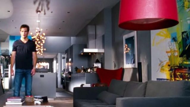 The red Foscarini floor lamp at FDR Foster's (Chris Pine) in the movie Target