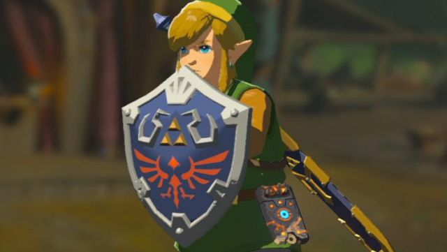 The replica of the shield of Link from The legends of Zelda