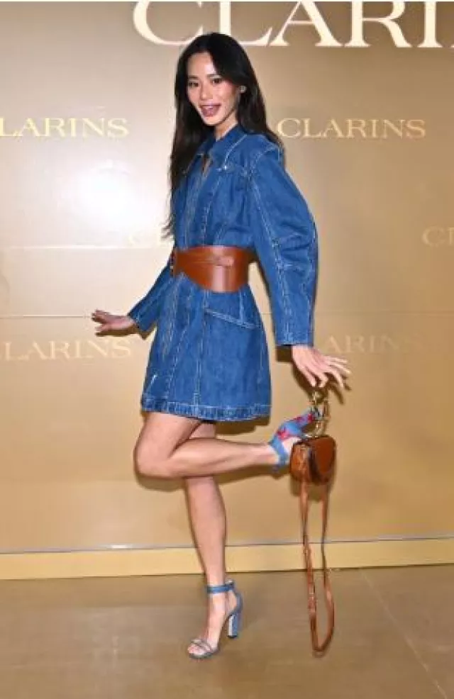 Chloe Nile Small Bracelet Minaudiere Bag worn by Jamie Chung at Clarins Double Serum Generation 9 Launch Event on October 19, 2024