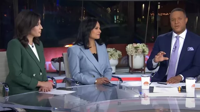 Veronica Beard Kona Dickey Jacket en Forest porté par Hallie Jackson comme on le voit dans Today le 6 novembre 2024