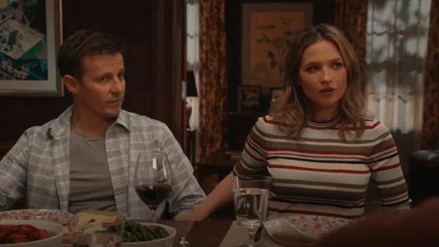 Veronica Beard Kavya Pull rayé en tricot côtelé porté par Eddie Janko (Vanessa Ray) comme on le voit dans Blue Bloods (S14E11)