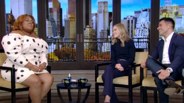 Eloquii Mutton Sleeve Mini Dress worn by Da'Vine Joy Randolph as seen in LIVE with Kelly and Mark on October 29, 2024