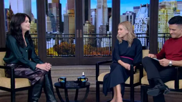 Vince Bias Silk Long-Sleeve Blouse worn by Lauren Graham as seen in LIVE with Kelly and Mark on  November 8, 2024