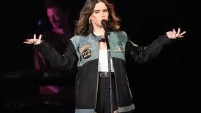 Maren Morris wears Black Jacket performing The Middle at Moody Center Austin 2024
