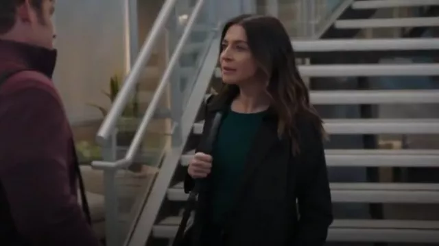 Aqua Cashmere Drop Shoulder High Low Crewneck Sweater worn by Dr. Amelia Shepherd (Caterina Scorsone) as seen in Grey's Anatomy (S21E06)