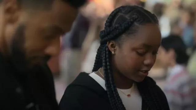 Kendra Scott Elisa Gold Pendant Necklace in Azalea Illusion worn by Naima Stewart as seen in Reasonable Doubt (S02E10)