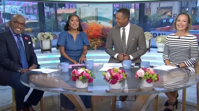 Eliza J Stripe Shift Dress worn by Dylan Dreyer as seen in Today on  November 13, 2024