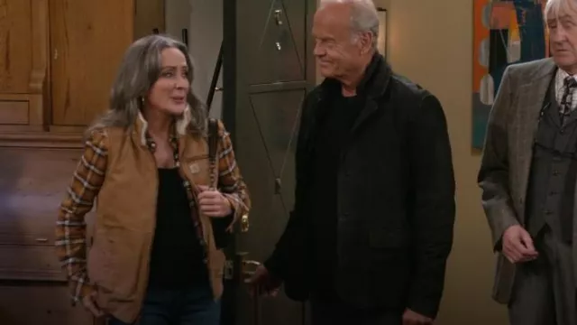 Carhartt Men's Flame Resistant Relaxed Fit Duck Sherpa-Lined Mock Neck Vest worn by Holly (Patricia Heaton) as seen in Frasier (S02E09)