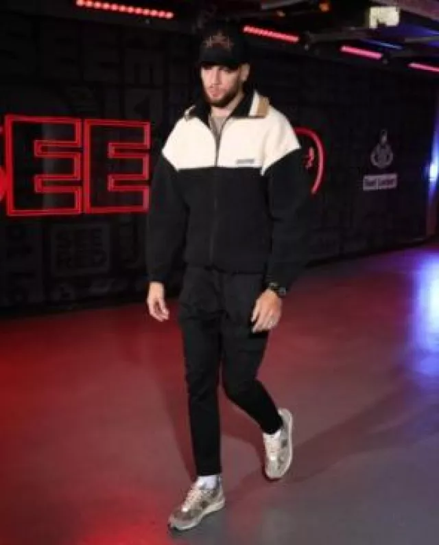 Isabel Marant Black & Off White Maltih Fleece Jacket worn by Zach LaVine on the Instagram account @nbafashionfits