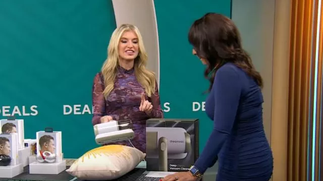 Robe longue en maille imprimée Ronny Kobo Collective portée par Ashley Bellman telle que vue dans CBS Mornings le 9 novembre 2024