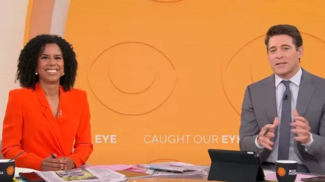 Boss Jawana Blazer worn by Adriana Díaz as seen in CBS Mornings on November 11, 2024