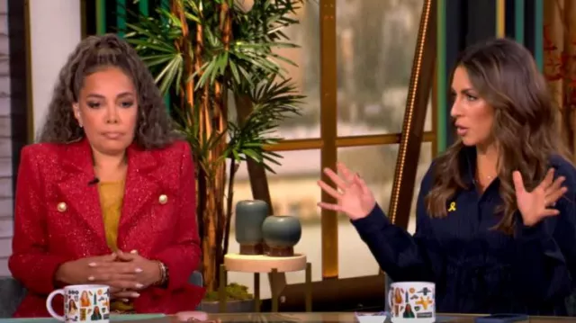 L'Agence Sylvia Metallic Tweed Jacket worn by Sunny Hostin as seen in The View on November 18, 2024