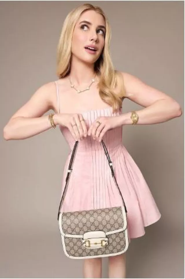 Gucci Gg Supreme Monogram Horsebit 1955 Shoulder Bag worn by Emma Roberts on her Instagram Post on November 10, 2024