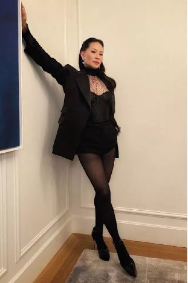 Dolce & Gabbana Double-Breasted Woolen Jacket With Side Vents worn by  Lucy Liu at Red One Fan Screening Event on November 6, 2024